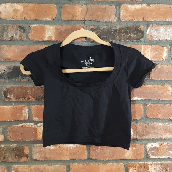 Intimately Free People Seamless Scoop Neck Crop Top in Black Casual Women's M/L - Picture 2 of 6